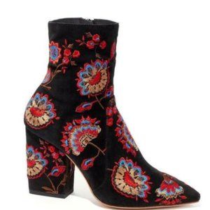 Loeffler Randall floral print suede booties size 6